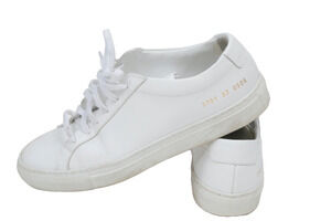 Woman By Common Projects Achilles Low-Top White Leather Sneakers 37 Lace Up